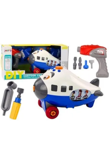 Samolot kresk�wkowy do skr�cania DIY niebieski LeanToys