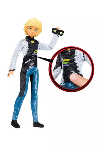 Miraculous: Biedronka i Czarny Kot Adrien. Czarny Kot w zmieniaj�cym si� stroju z cekinami Playmates