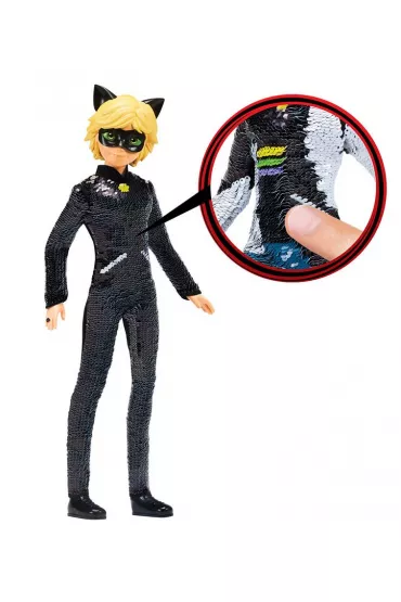 Miraculous: Biedronka i Czarny Kot Adrien. Czarny Kot w zmieniaj�cym si� stroju z cekinami Playmates