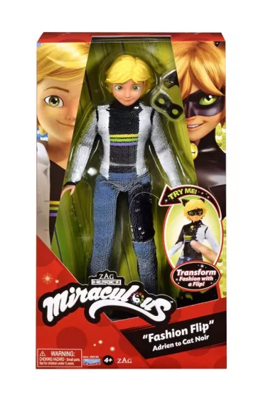 Miraculous: Biedronka i Czarny Kot Adrien. Czarny Kot w zmieniaj�cym si� stroju z cekinami Playmates