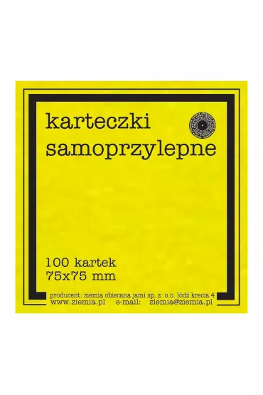 Ziemia Obiecana Karteczki samoprzylepne Fluo ��te 75x75 mm 100 kartek