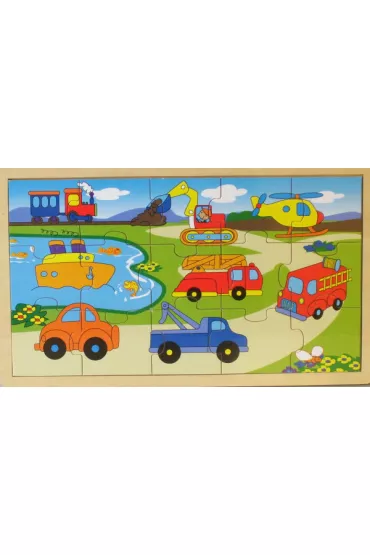 Puzzle drewniane 15 el. Pojazdy Brimarex