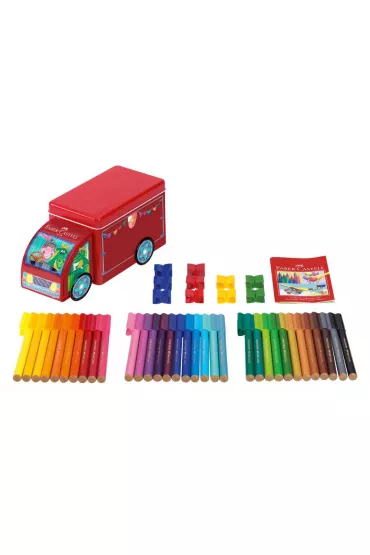 Faber-Castell Flamastry Connector w metalowym samochodzie 33 szt.