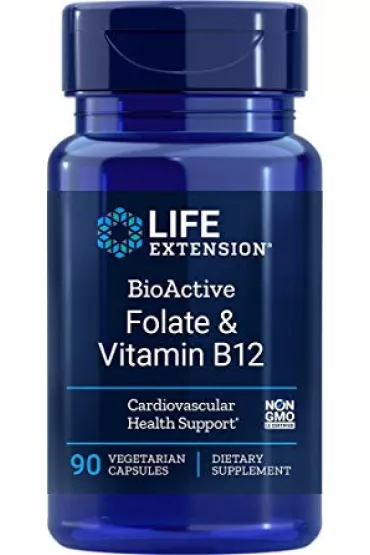 Life Extension BioActive Foliany i Witamina B12 Suplement diety 90 kaps.