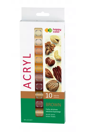 Happy Color Farby akrylowe pastelowe 12x12ml brzowe
