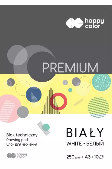 Happy Color Blok techniczny Premium bia�y A3 250g 10 kartek