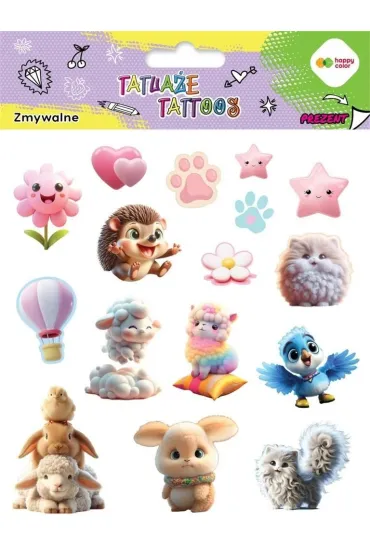 Tatua�e zmywalne Animals Fluffy Happy Color