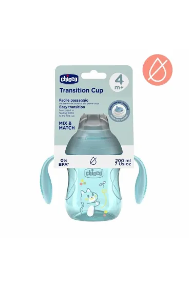 Chicco Kubek treningowy z mi�kkim ustnik 200ml turkus 4m+