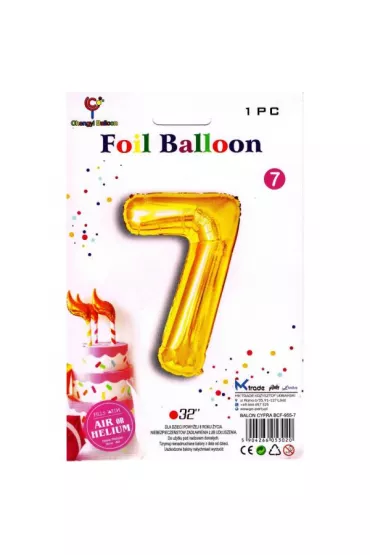 Mk Trade Balon foliowy cyfra 7 z�oty 81 cm