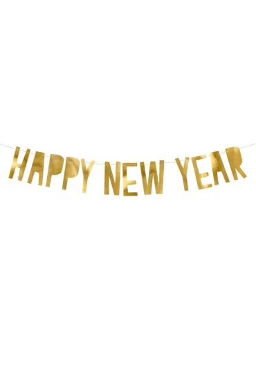 PartyDeco Baner Happy New Year z�oty 10x90cm