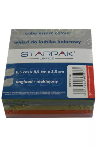 Starpak Wkad do kubika kolorowy nieklejony 85 x 85 mm