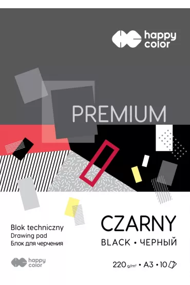 Happy Color Blok techniczny Premium czarny A3 220g 10 kartek