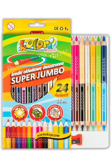 Penmate Kolori Premium Kredki o��wkowe tr�jk�tne dwustronne Jumbo 24 kolor�w
