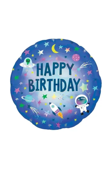 Amscan Balon foliowy holo Happy Birthday Kosmos 46cm