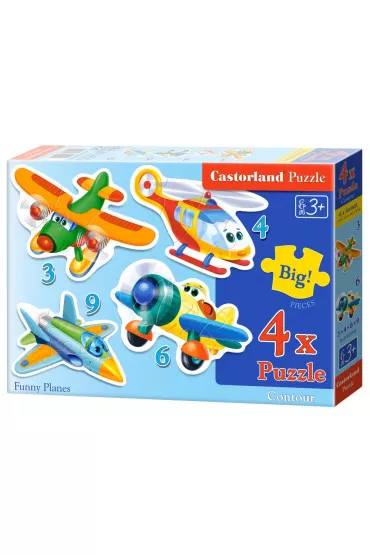 Puzzle maxi 4w1 3+4+6+9 el.  Zabawne samoloty B-005048 Castorland