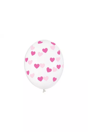 PartyDeco Balony Serduszka Crystal Clear 30cm