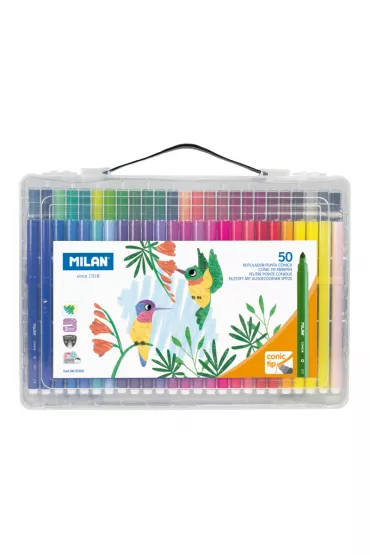 Milan Flamastry w plastikowej walizce 50 szt.