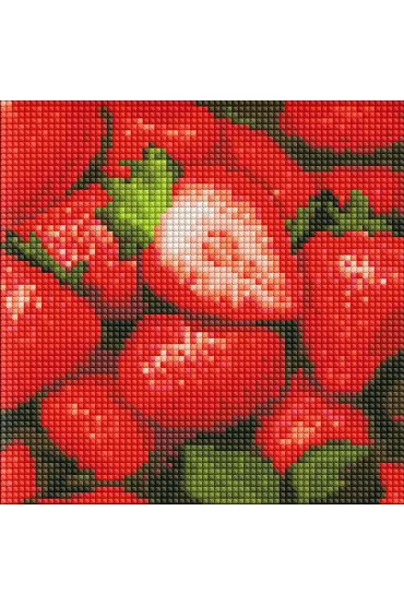 Ideyka Diamentowa mozaika bez ramy - Soczysta truskawka 20x20cm