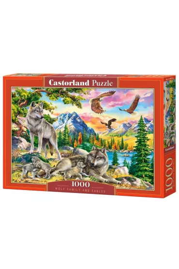 Puzzle 1000 el. Wolf Family and Eagles Castorland