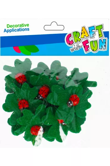 Craft with Fun Ozdoba filcowa samoprzylepna biedronka/li�� 12 szt.