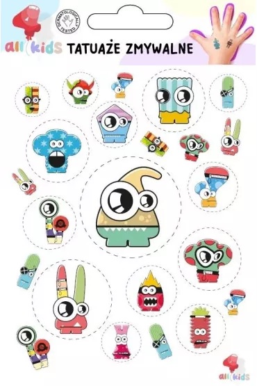 Tatuae zmywalne dla dzieci Stwory Potwory All4Kids