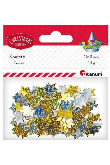 Titanum Konfetti Gwiazdki hologram z�ote, srebrne 14g