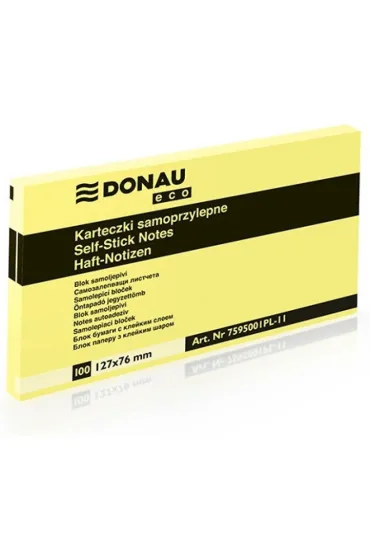 Karteczki samoprzylepne DONAU Eco, 127x76mm, 1x100 kart., jasno��te