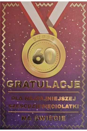 Yeku Karnet Urodziny 60 medal damskie