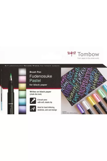 Tombow Flamastry p�dzelkowe Fudenosuke pastelowe 6 szt.