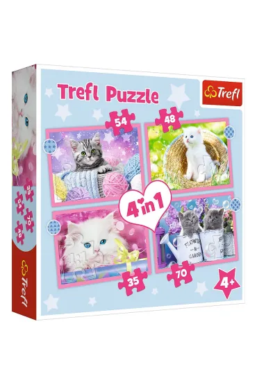 Puzzle 4w1 - Zabawne kotki (35+48+54+70 el.) Trefl