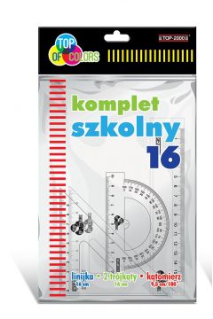 Top-2000 Komplet szkolny: Linijka 16 cm + 2 ekierki + ktomierz