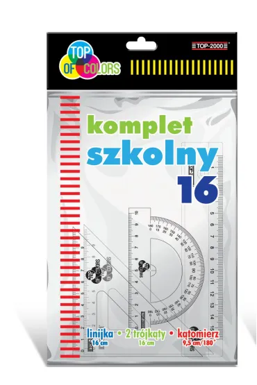 Top-2000 Komplet szkolny: Linijka 16 cm + 2 ekierki + k�tomierz