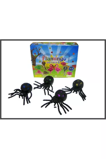 PROMO Paj�k czarny z brokatem 10cm do �ciskania mix kolor�w p12 / gniotek Hipo