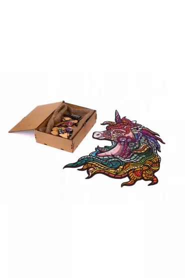Puzzle drewniane eko 76 el. T�czowy jednoro�ec A4 PuzzleOK