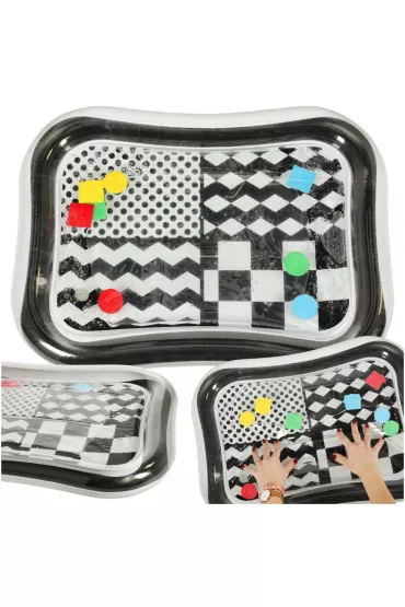 Mata wodna sensoryczna dmuchana dla niemowl�t czarno-bia�a mix wzor�w XXL 65x50 cm