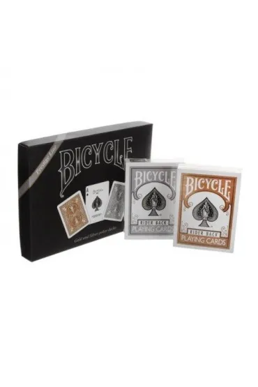 Bicycle Prestige Line, zestaw kart do gry Poker Back 2, zote i srebrne