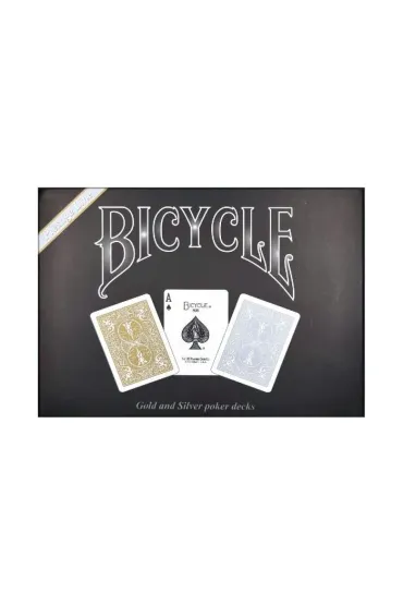 Bicycle Prestige Line, zestaw kart do gry Poker Back 2, zote i srebrne