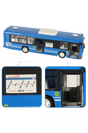 Autobus zdalnie sterowany na pilota RC z otwieranymi drzwiami niebieski