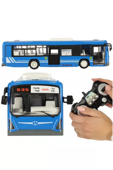 Autobus zdalnie sterowany na pilota RC z otwieranymi drzwiami niebieski