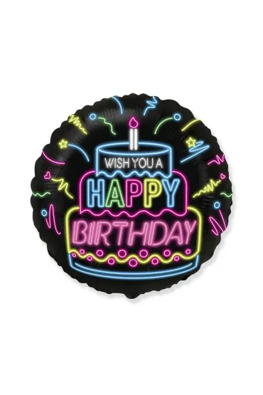 Balon foliowy Happy Birthday neon 45cm