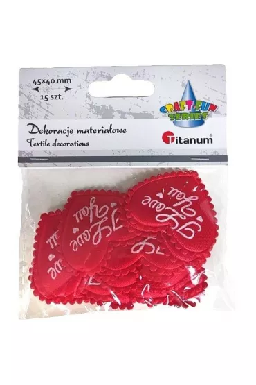 Titanum Ozdoba materia�owa serca I Love You czerwone 15 szt.