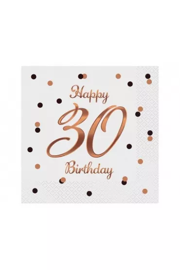 Godan Serwetki B&C Happy 30 Birthday bia�e 33 x 33 cm