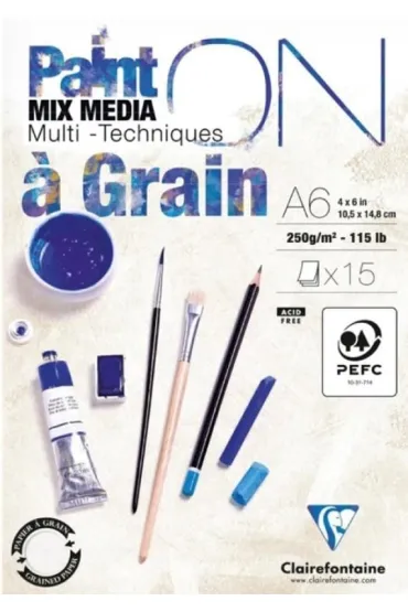 Clairefontaine Blok A6 bia�y fakturowany 250g 15ark
