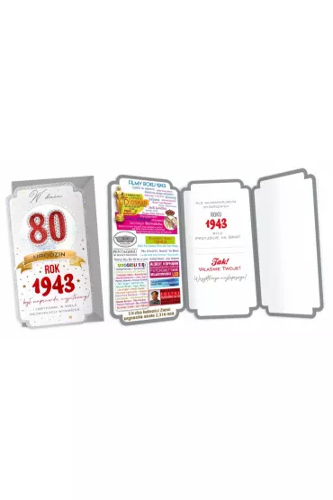 Kukartka Karnet Urodziny 80