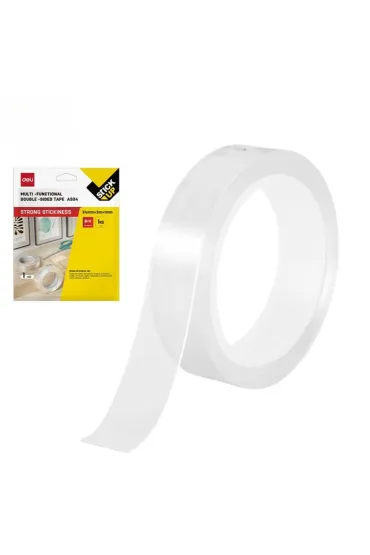 Deli Ta�ma dwustronna wielofunkcyjna transparentna 1 mm x 24 mm 24 mm x 3 m