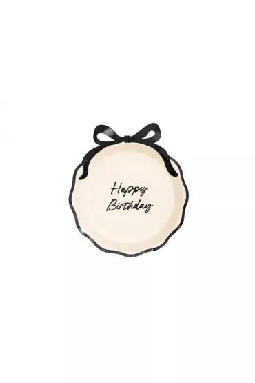 PartyDeco Talerzyki Happy Birthday z kokardk� 24cm 6 szt