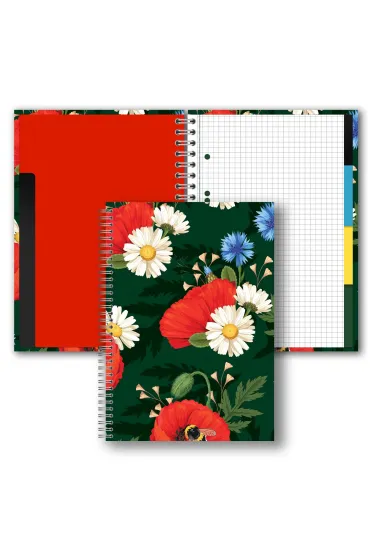 Penmate Brulion b5 160k.kratka z przek�adkami t0127 kwiaty polskie maki w zieleni folia mat nierysuj�ca