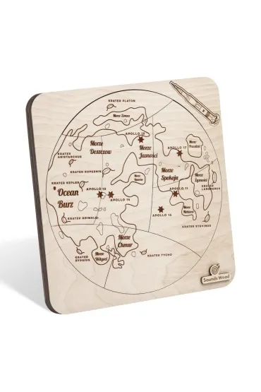 Puzzle drewniane Ksi�yc - ksi��� w�r�d satelit�w Sounds Wood