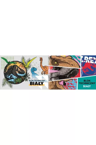 Beniamin Blok techniczny A4/10K bia�y Jurassic park mix