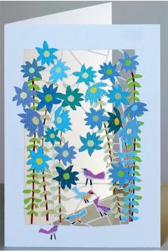 Karnet PM154 wycinany + koperta Niebieskie kwiaty